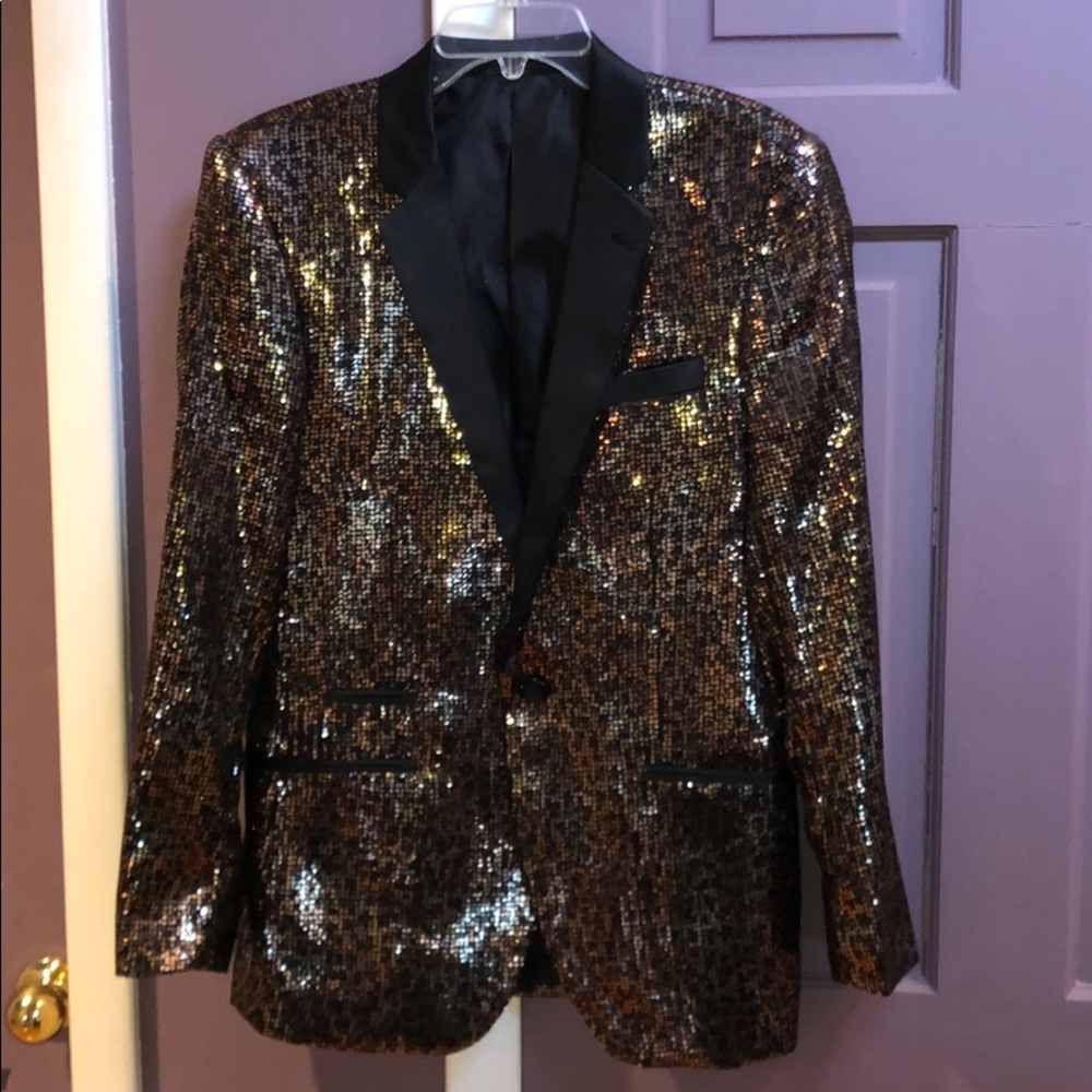 Gold sequined black suit jacket, worn only once!
